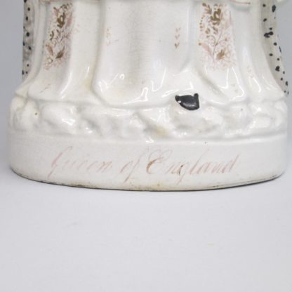 A Large Staffordshire figure of Queen Victoria, white and gilt version, wearing an ermine edge cloak.  Circa 1840 - Image 4