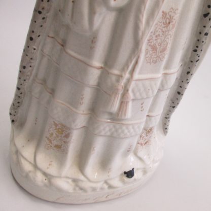A Large Staffordshire figure of Queen Victoria, white and gilt version, wearing an ermine edge cloak.  Circa 1840 - Image 8