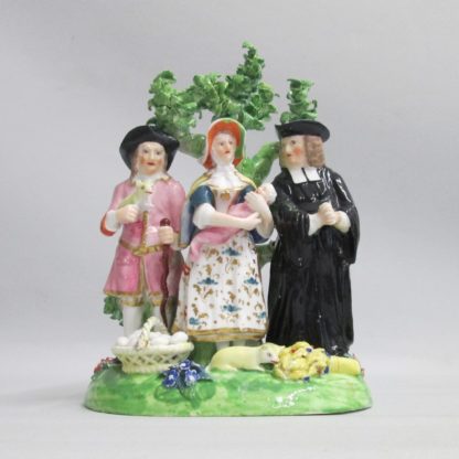 A Derby Tithe Pig Group, representing the Farmer's wife, offering her baby to the Clergyman as payment of the tithe, instead of the pig. Circa 1790 - Image 2