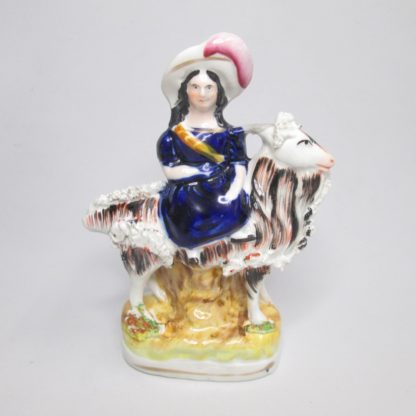 A pair of Victorian figures of the Royal children, The Princess Royal and the Prince of Wales seated on goats. Circa 1855 - Image 4
