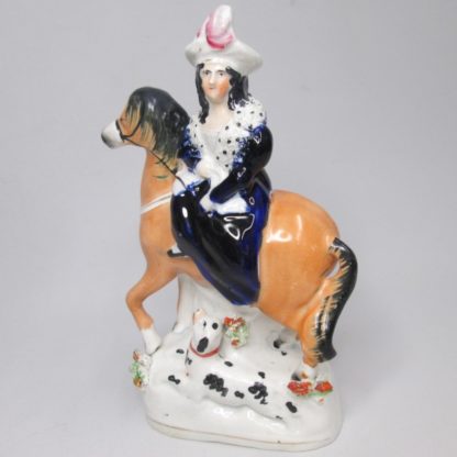 A Staffordshire figure of probably Queen Victoria on a horse with her dog at the horse's feet, possibly Dash.  Circa 1850 - Image 12