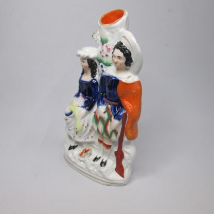 A Staffordshire spill holder group figure of a hunter and companion Circa 1860 - Image 9