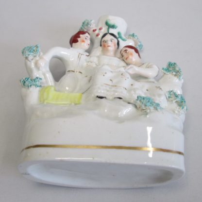 A Dudson of Hanley Staffordshire, England, spill holder figure group of a mother reading to her children, the boy holding a cricket bat.  Circa 1850 - Image 4