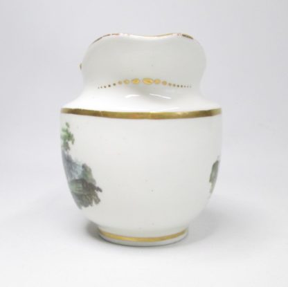 A Pinxton Cream Jug ,painted on each side with landscapes pattern 218 in gold probably by John Cutt Circa 1796-1813 - Image 5