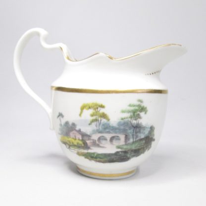 A Pinxton Cream Jug ,painted on each side with landscapes pattern 218 in gold probably by John Cutt Circa 1796-1813 - Image 4