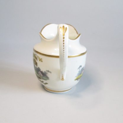 A Pinxton Cream Jug ,painted on each side with landscapes pattern 218 in gold probably by John Cutt Circa 1796-1813 - Image 7