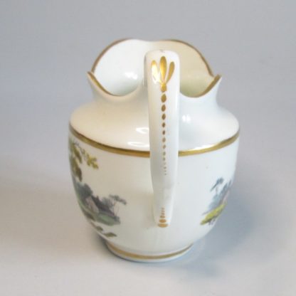 A Pinxton Cream Jug ,painted on each side with landscapes pattern 218 in gold probably by John Cutt Circa 1796-1813 - Image 6