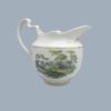 A Pinxton creamer, painted in polychrome with rural landscapes to either side and gilt border lines. Pattern 218. Circa 1796 to1813 - Image 3
