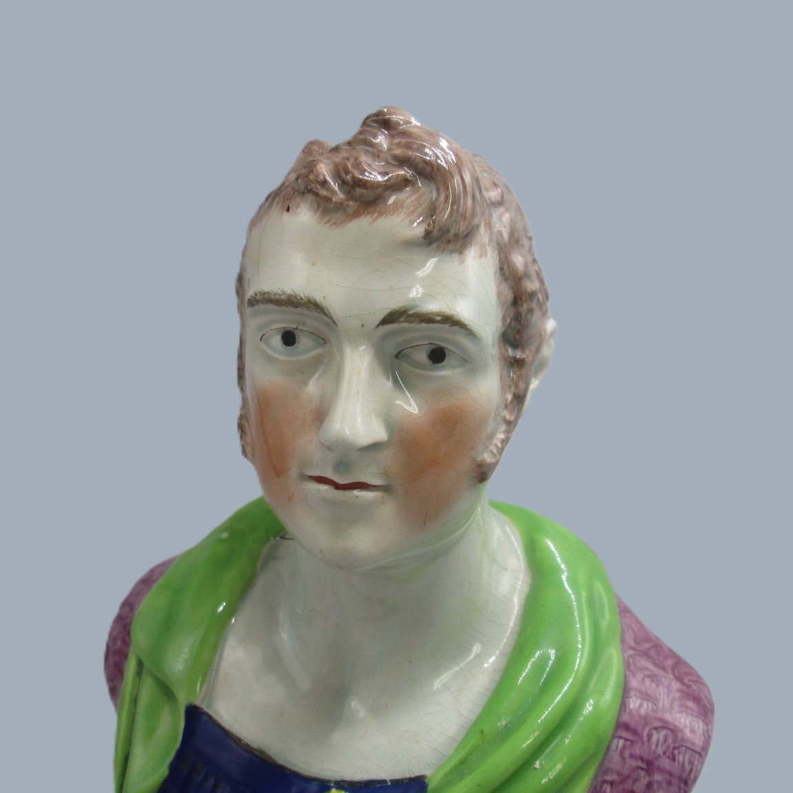 A Staffordshire pottery bust of Sir Isaac Newton mounted on a grey marbleised soccle base. Circa 19th century - Image 6