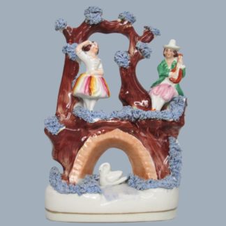 A Staffordshire Dudson group possibly representing Catarina and Diavolino from the Grand Ballet by M Perrot. Circa 1846