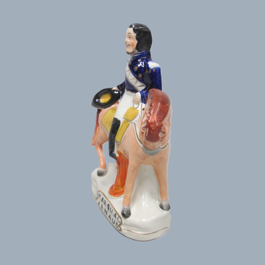 Two Victorian Staffordshire equestrian figures of Marshall Arnaud and Lord Raglan both well coloured and painted by the same decorator. Circa 1855. - Image 11