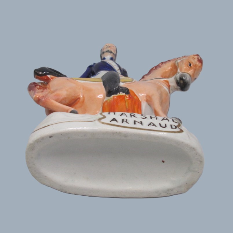 Two Victorian Staffordshire equestrian figures of Marshall Arnaud and Lord Raglan both well coloured and painted by the same decorator. Circa 1855. - Image 9