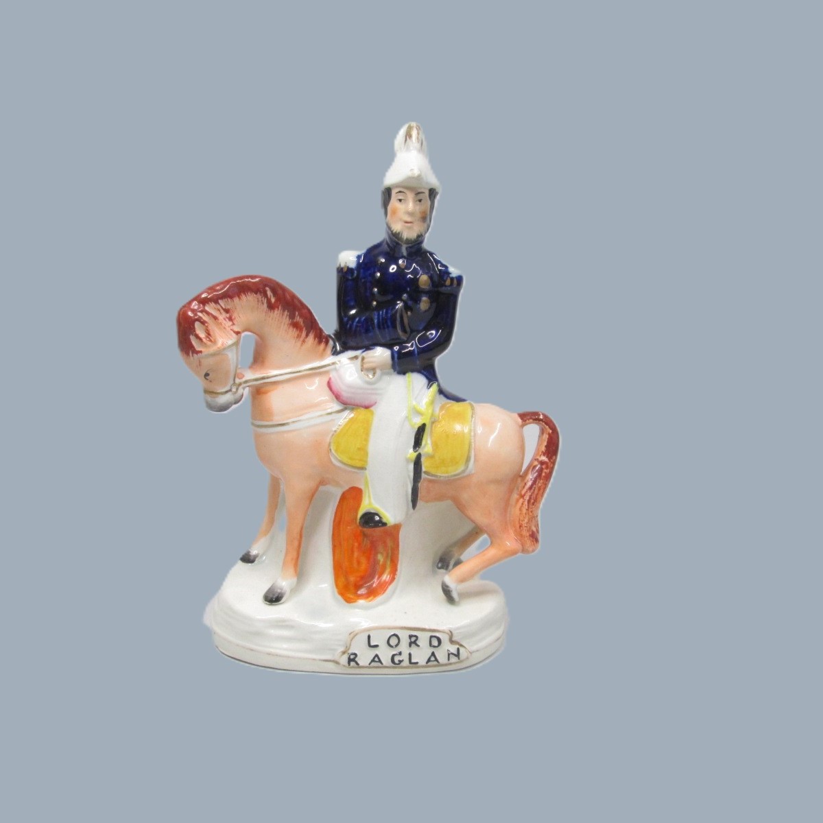 Two Victorian Staffordshire equestrian figures of Marshall Arnaud and Lord Raglan both well coloured and painted by the same decorator. Circa 1855. - Image 8