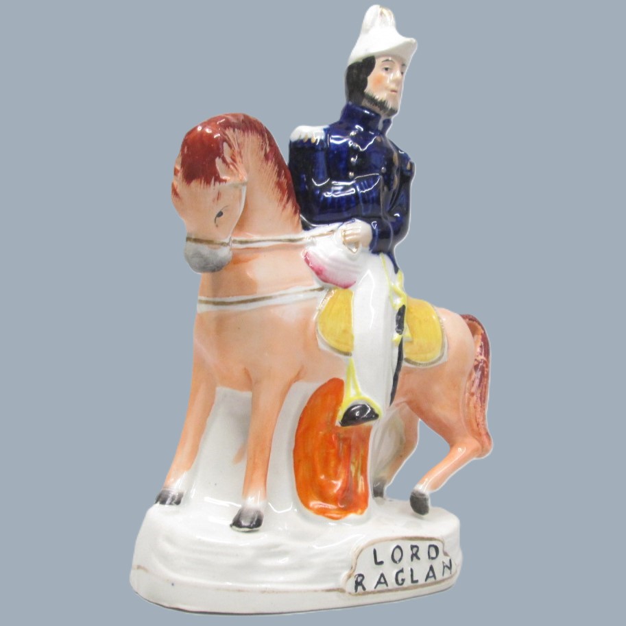 Two Victorian Staffordshire equestrian figures of Marshall Arnaud and Lord Raglan both well coloured and painted by the same decorator. Circa 1855. - Image 7