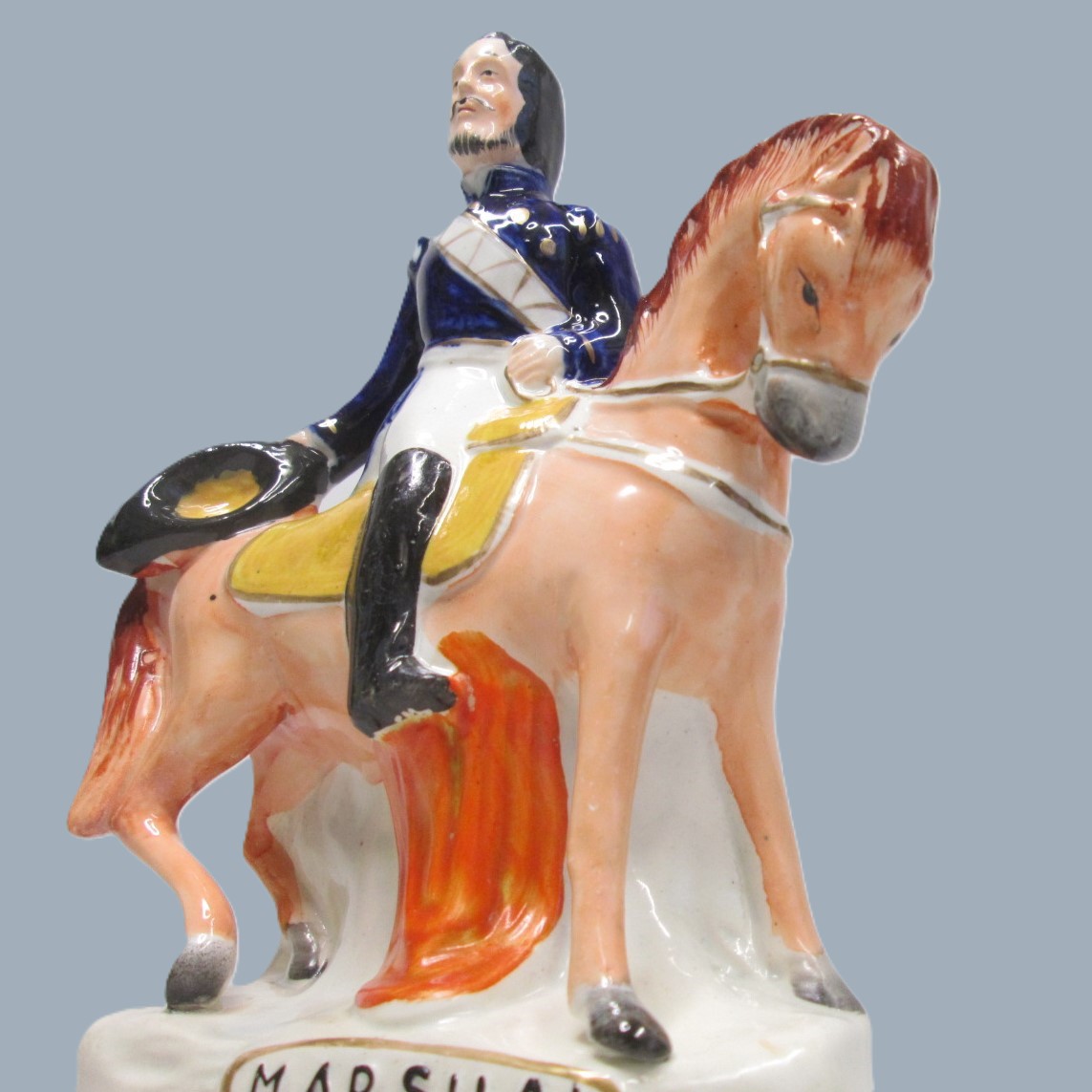 Two Victorian Staffordshire equestrian figures of Marshall Arnaud and Lord Raglan both well coloured and painted by the same decorator. Circa 1855. - Image 4