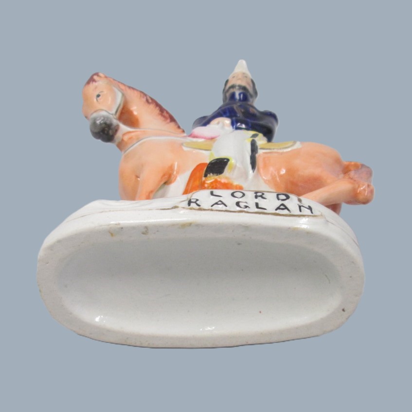 Two Victorian Staffordshire equestrian figures of Marshall Arnaud and Lord Raglan both well coloured and painted by the same decorator. Circa 1855. - Image 3
