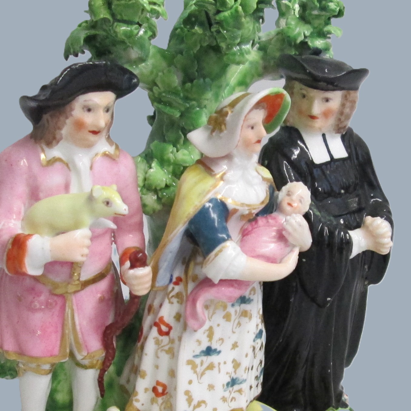 A Derby Tithe Pig Group, representing the Farmer's wife, offering her baby to the Clergyman as payment of the tithe, instead of the pig. Circa 1790 - Image 10