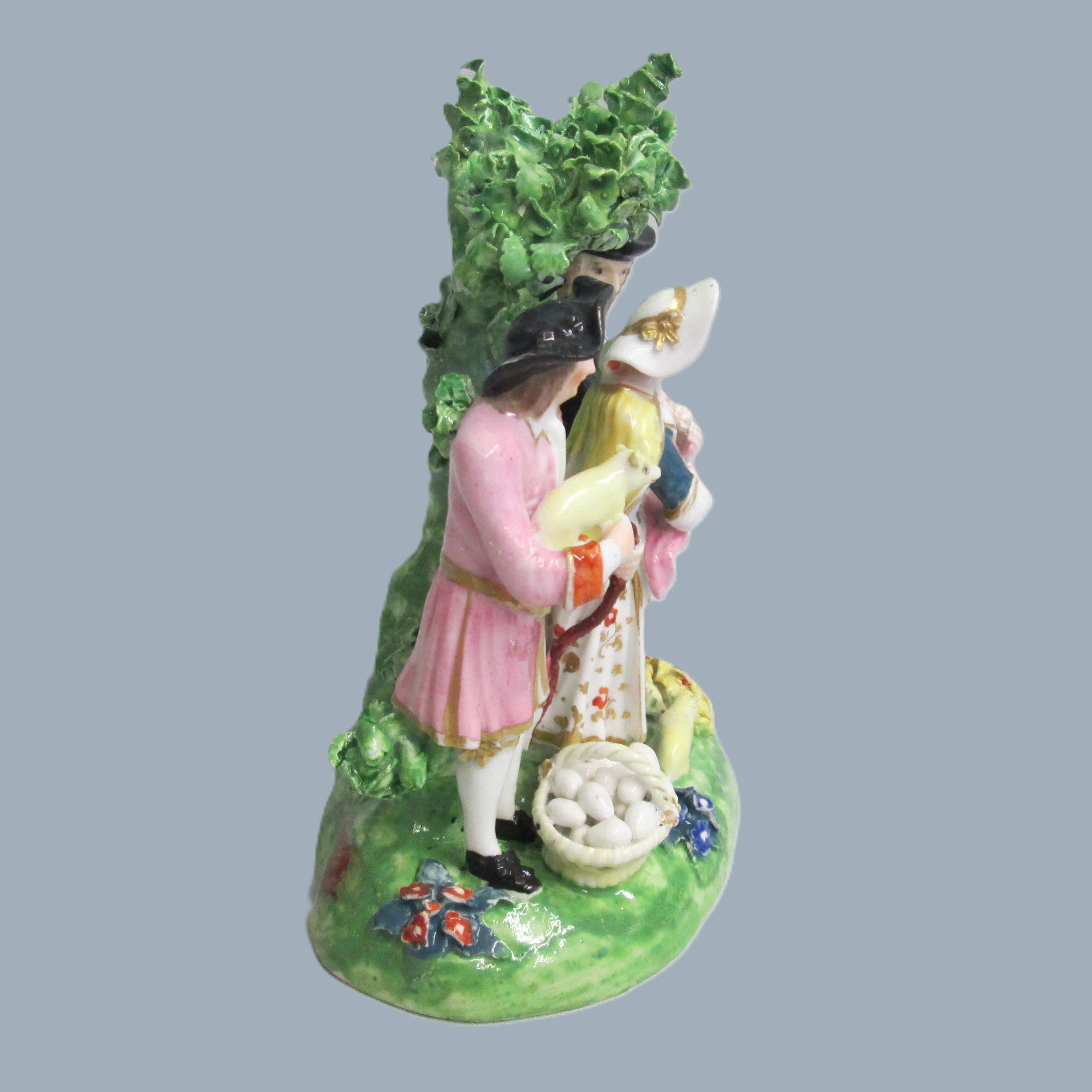 A Derby Tithe Pig Group, representing the Farmer's wife, offering her baby to the Clergyman as payment of the tithe, instead of the pig. Circa 1790 - Image 9