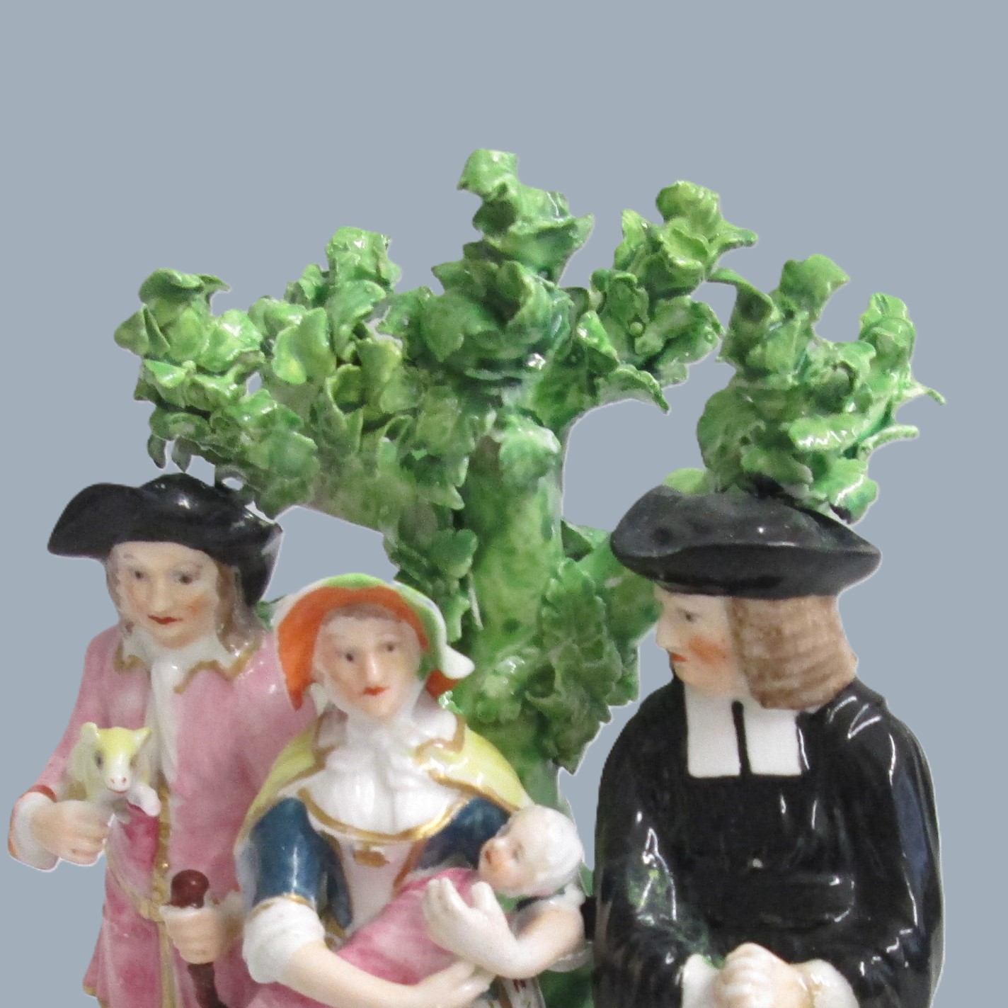 A Derby Tithe Pig Group, representing the Farmer's wife, offering her baby to the Clergyman as payment of the tithe, instead of the pig. Circa 1790 - Image 3