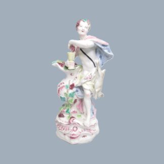 A Bow porcelain figure of Bacchus the Roman God of wine making, agriculture and fertility,  Circa 1755.