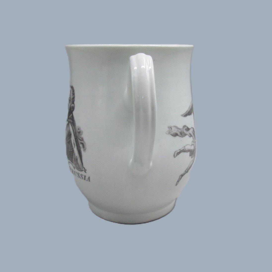 A Worcester porcelain bell shaped mug printed in black with a portrait of the King of Prussia dated 1757 - Image 5