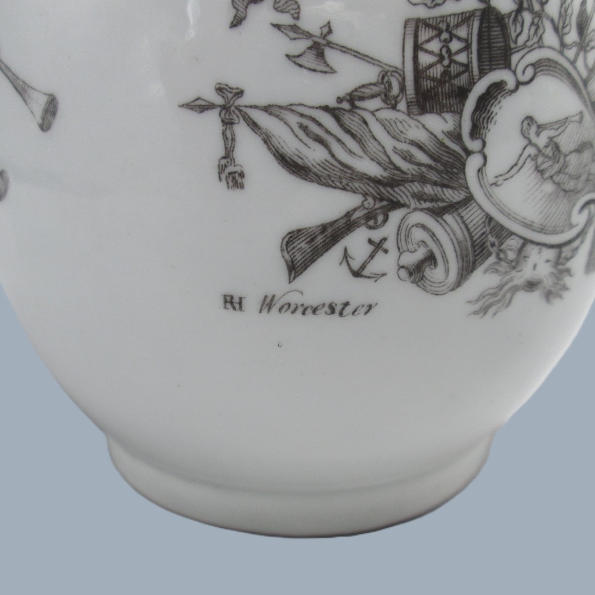A Worcester porcelain bell shaped mug printed in black with a portrait of the King of Prussia dated 1757 - Image 3