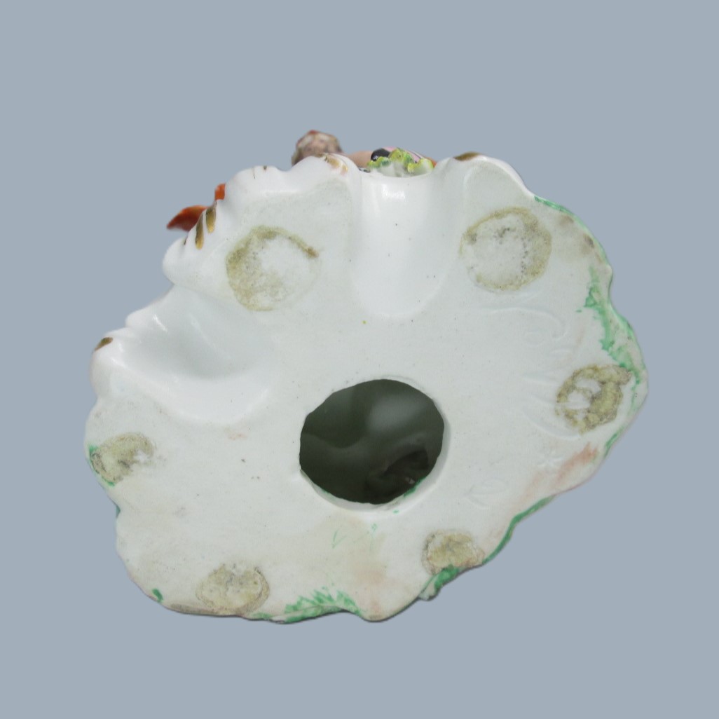 A Derby porcelain figure of Neptune, standing on a rocky mound a with trident in his left hand and a large dolphin beside him. Circa 1760 -70 - Image 12