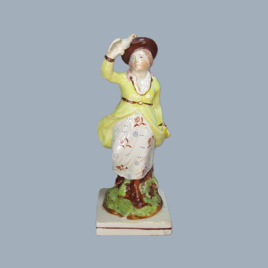 A Staffordshire pearlware square base figure of Air one of the elements. Circa 1810 - Image 2